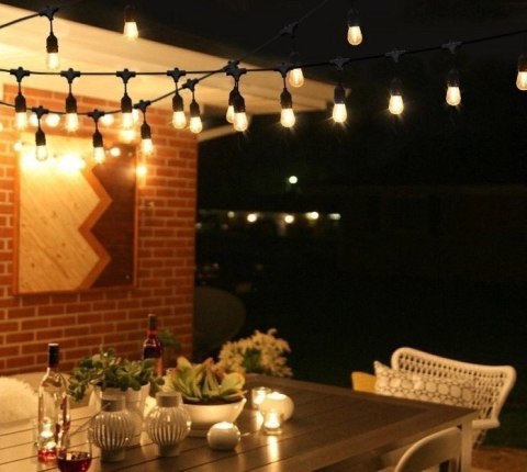 Girlanda ogrodowa sieciowa 10m z żarówkami LED 4W 10szt retro Edison G45 E27 2300K Girlanda ogrodowa sieciowa 10m z żarówkami LED 4W 10szt retro Edison G45 E27 2300K