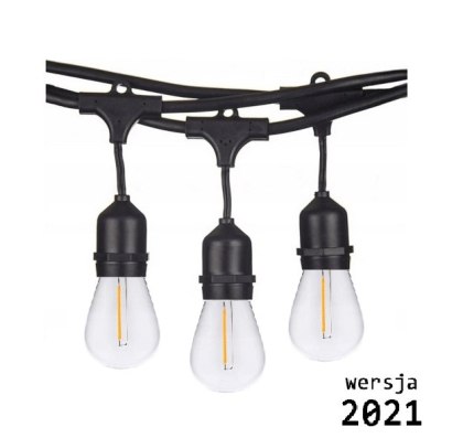 Girlanda ogrodowa żarówkowa 10m 10pkt+10szt żarówka Edison LED 1W ST45 E27 2800K