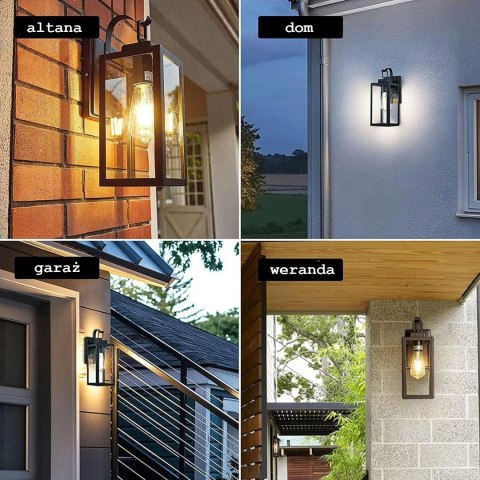 Lampa Elewacyjna Kinkiet Ogrodowy E27 LED Latarnia na Filament Lampa Elewacyjna Kinkiet Ogrodowy E27 LED Latarnia na Filament