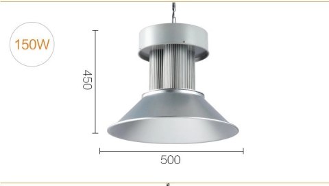 Lampa magazynowa LED srebrna 150W 5000K 15000lm kąt świecenia 120°