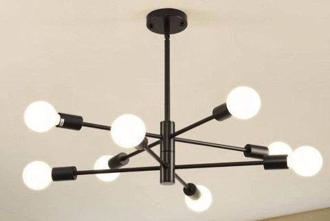 Lampa sufitowa LED wisząca czarna nowoczesna 8xE27 Lampa sufitowa LED wisząca czarna nowoczesna 8xE27