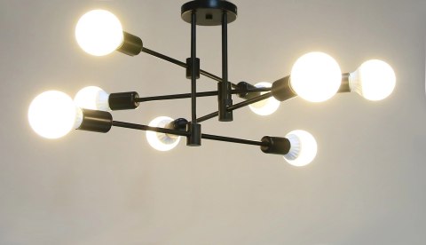Lampa sufitowa LED wisząca czarna nowoczesna 8xE27 Lampa sufitowa LED wisząca czarna nowoczesna 8xE27