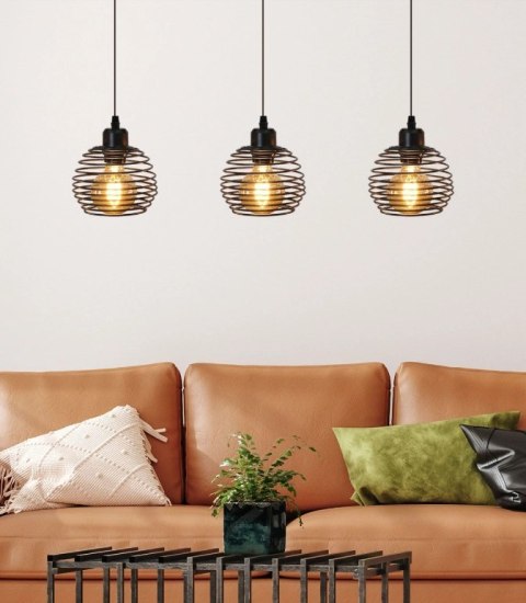 Lampa sufitowa wisząca czarna loft stołowa 3xE27 Lampa sufitowa wisząca czarna loft stołowa 3xE27