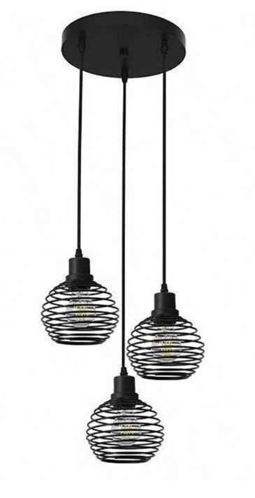 Lampa sufitowa wisząca czarna loft stołowa 3xE27 Lampa sufitowa wisząca czarna loft stołowa 3xE27
