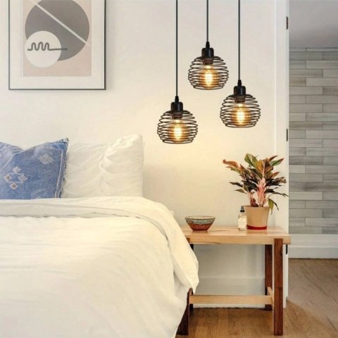 Lampa sufitowa wisząca czarna loft stołowa 3xE27 Lampa sufitowa wisząca czarna loft stołowa 3xE27