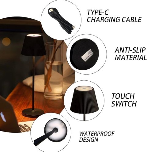 Lampka LED biurkowa bezprzewodowa do restauracji hotelu 3 tryby 2,5W