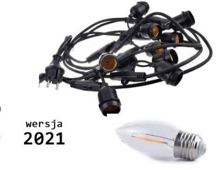 Lampki ogrodowe girlanda 10 m 10pkt + 10szt żarówek Edison LED 1W C350 E27 2700K