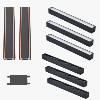Oświetlenie szynowe magnetyczne 2x SZYNA 1m + 3x10W lampa liniowa + 3x12W lampa liniowa magnetyczna zimna barwa LED + złączka