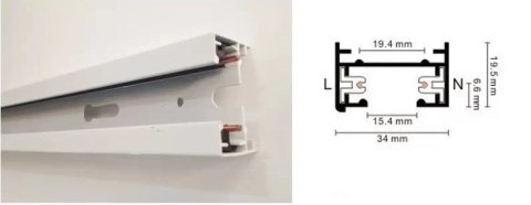Szyna 1 fazowa biała 2mb listwa szynowa do lamp + zasilanie zaślepka Szyna 1 fazowa biała 2mb listwa szynowa do lamp + zasilanie zaślepka