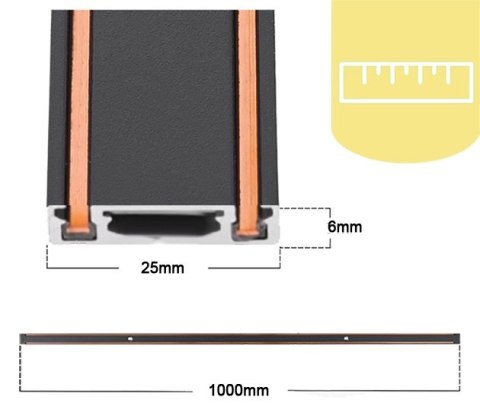 Szyna magnetyczna natynkowa jednofazowa Ultra Slim 48V 1m czarna Szyna magnetyczna natynkowa jednofazowa Ultra Slim 48V 1m czarna