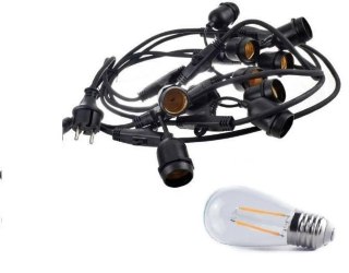 Zestaw girlanda ogrodowa żarówkowa 15m 15pkt+15szt żarówka vintage retro Edison Filament LED 2W ST45 E27 2800K