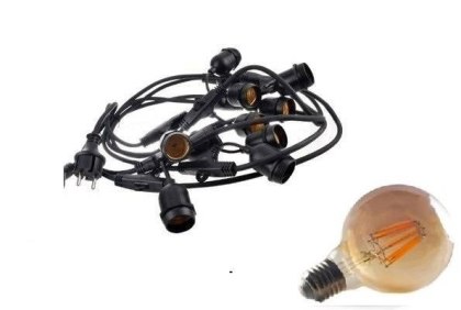 Zestaw girlanda ogrodowa żarówkowa 20m 20pkt + 20szt żarówka vintage retro Edison Filament LED 8W G80 E27 2300K