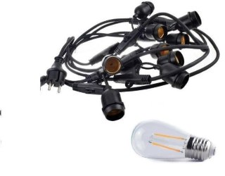 Zestaw girlanda ogrodowa żarówkowa 5m 5pkt + 5szt żarówka vintage Edison LED 2W ST45 E27 6000K