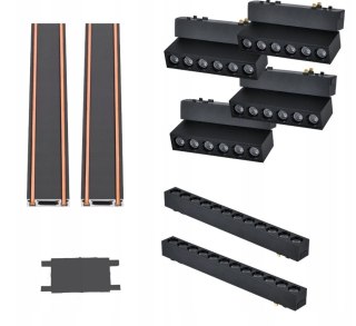 Oświetlenie szynowe magnetyczne 2x SZYNA 1m + 4x6W + 2x12W lampa + złączka