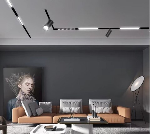 Reflektor Spot Szynowy Magnetyczny LED 10W 3000K 48V Czarny - Nowoczesne Oświetlenie