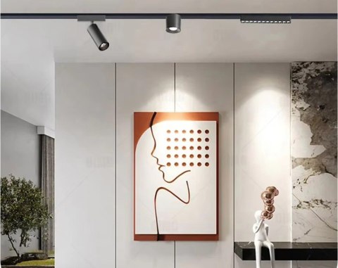 Reflektor Spot Szynowy Magnetyczny LED 7W 3000K 48V Czarny - Nowoczesne Oświetlenie