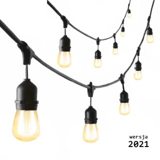 Zestaw girlanda ogrodowa żarówkowa 5m 5pkt+5szt żarówka Edison LED 8W ST64 E27 2300K
