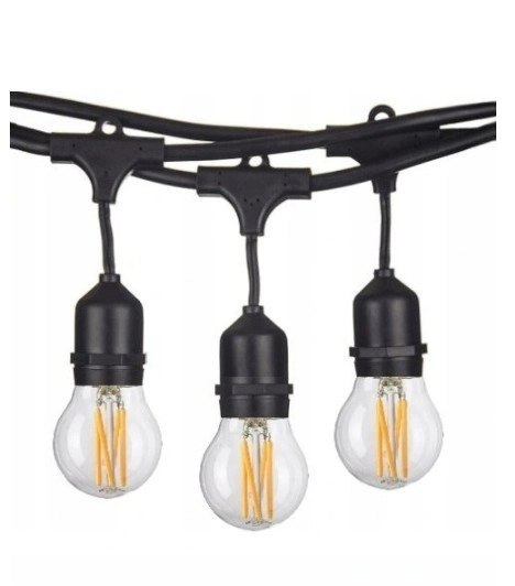Zestaw girlanda ogrodowa żarówkowa 5m 5pkt+5szt żarówka vintage Edison LED 4W G45 E27 2800K Zestaw girlanda ogrodowa żarówkowa 5m 5pkt+5szt żarówka vintage Edison LED 4W G45 E27 2800K